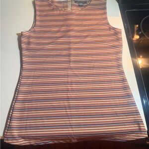 Suzy Shier Orange and White Striped Tank Top